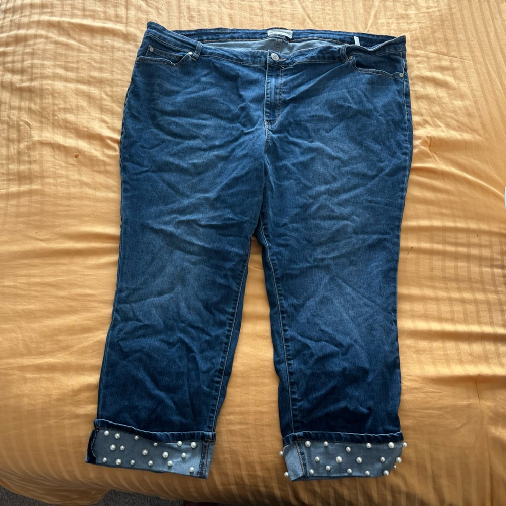 ELOQUII: Pearl Cuffed Jeans